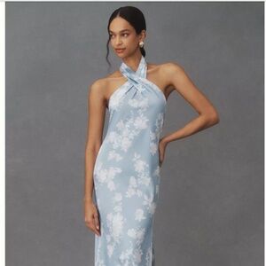 BHLDN Ruby Twist Halter Satin Gown